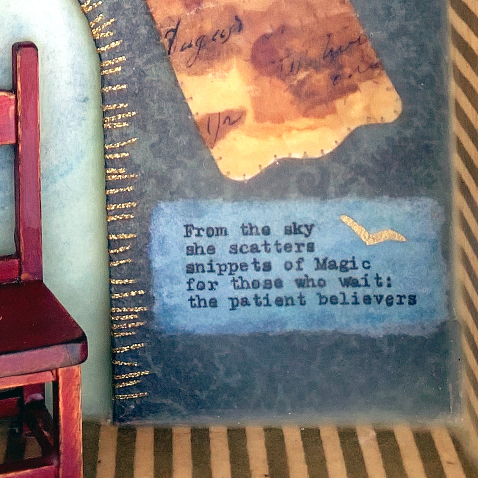 "Snippets of Magic" mixed media and encaustic assemblage (detail)  by Janet Eskridge.