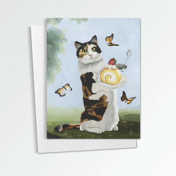Calico Cat with Swiss Roll notecard from Kim Ferreira.