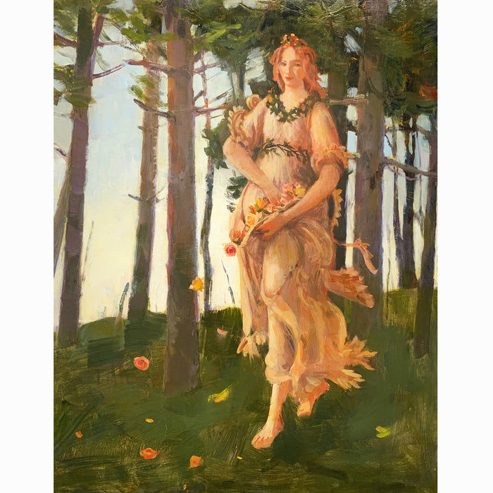 "Botticellis's Flora" painting by Wendy Rouse, an homage to the Renaissance artist Botticelli and his "Primavera" painting.