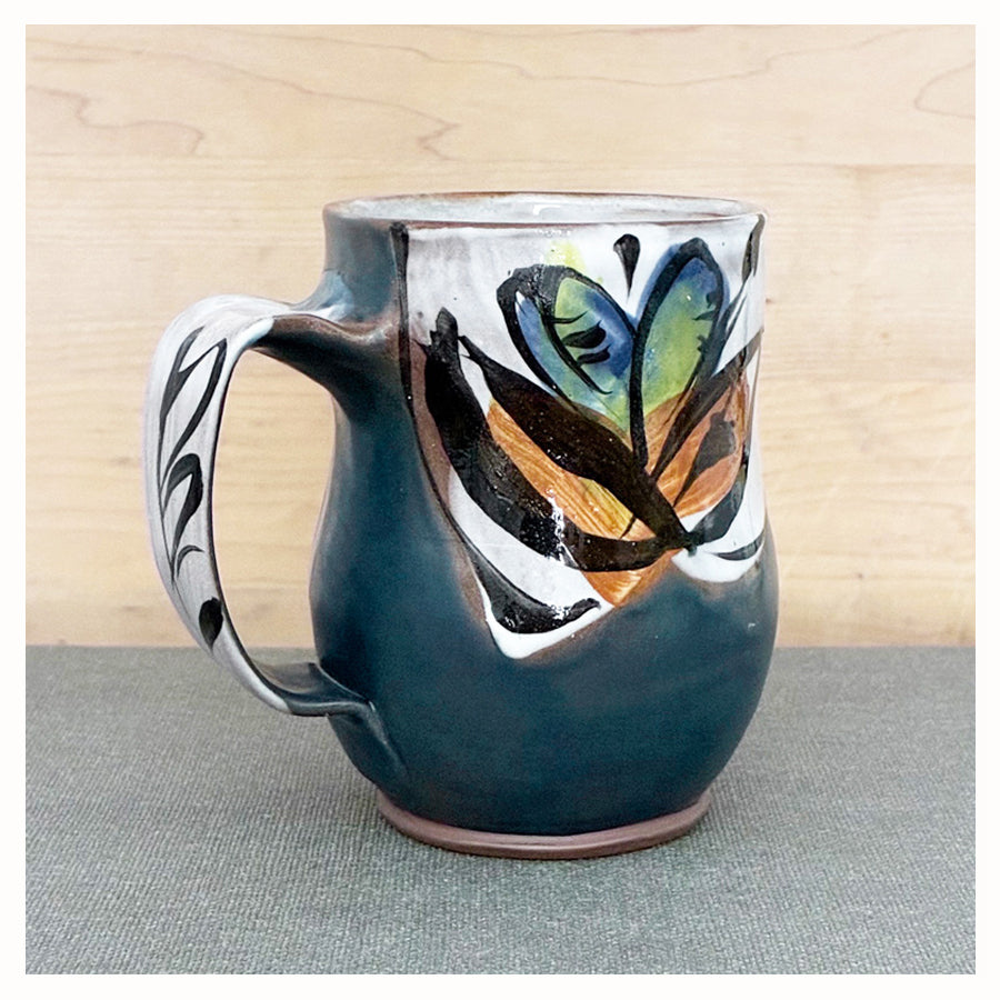 Renata Copeland handmade, botanical themed mugs at Lark & Key art gallery.
