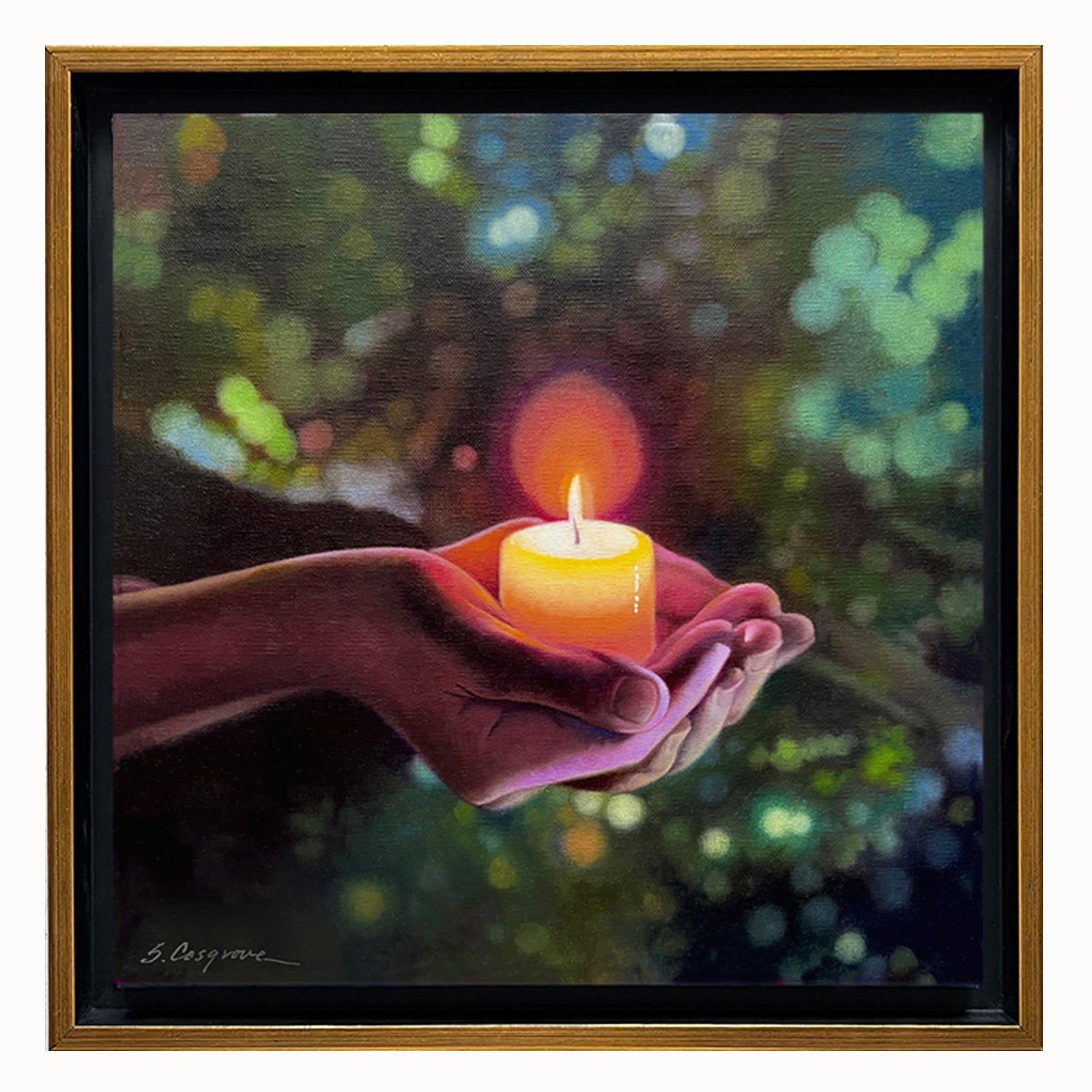 Sharon Cosgrove's ethereal candle themed paintings available at Lark and Key art gallery, Charlotte NC. 