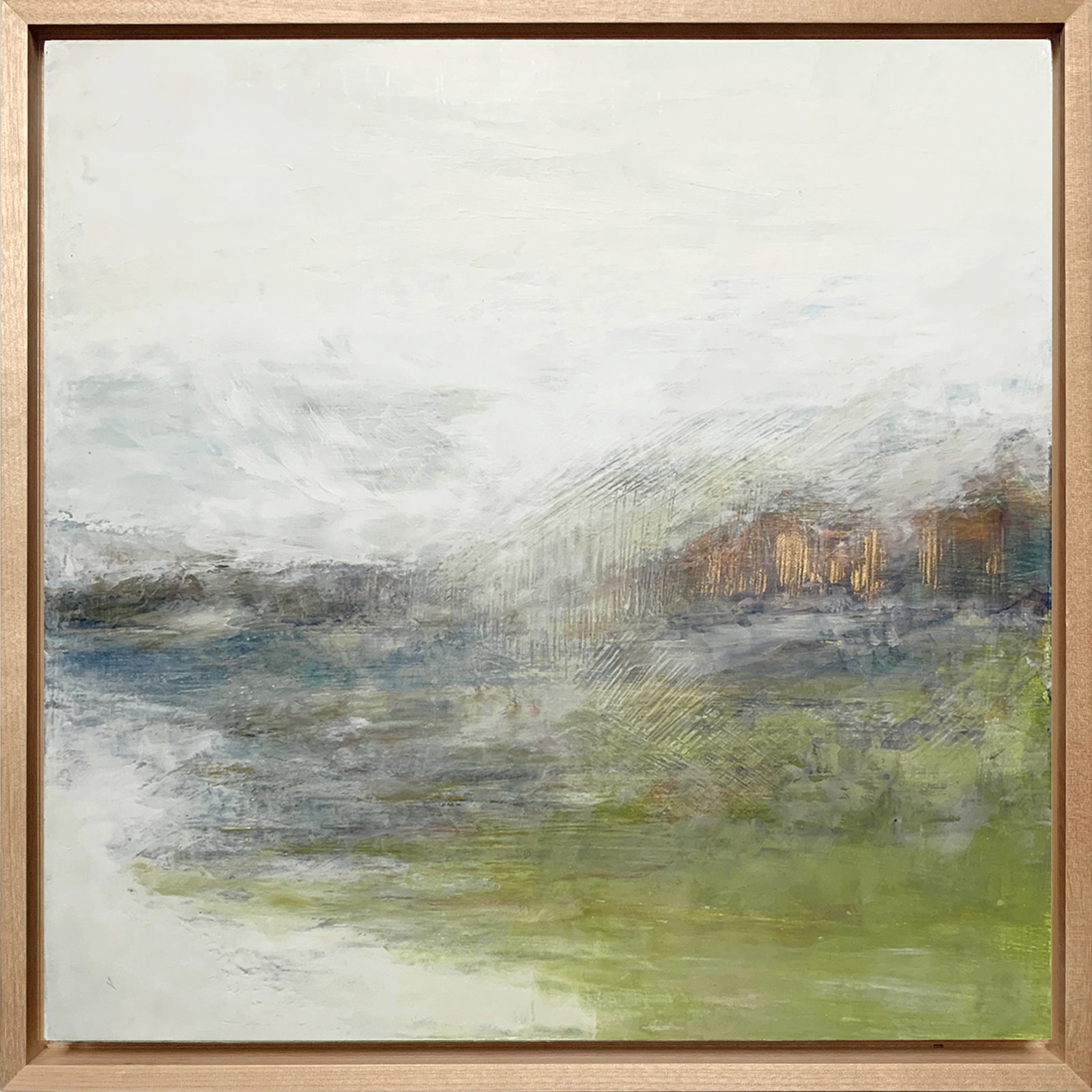 "Signs of Hope" oil and cold wax abstracted landscape painting by Charlotte NC based artist Elizabeth Davant. 