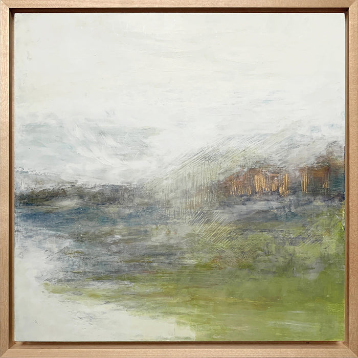 "Signs of Hope" oil and cold wax abstracted landscape painting by Charlotte NC based artist Elizabeth Davant. 