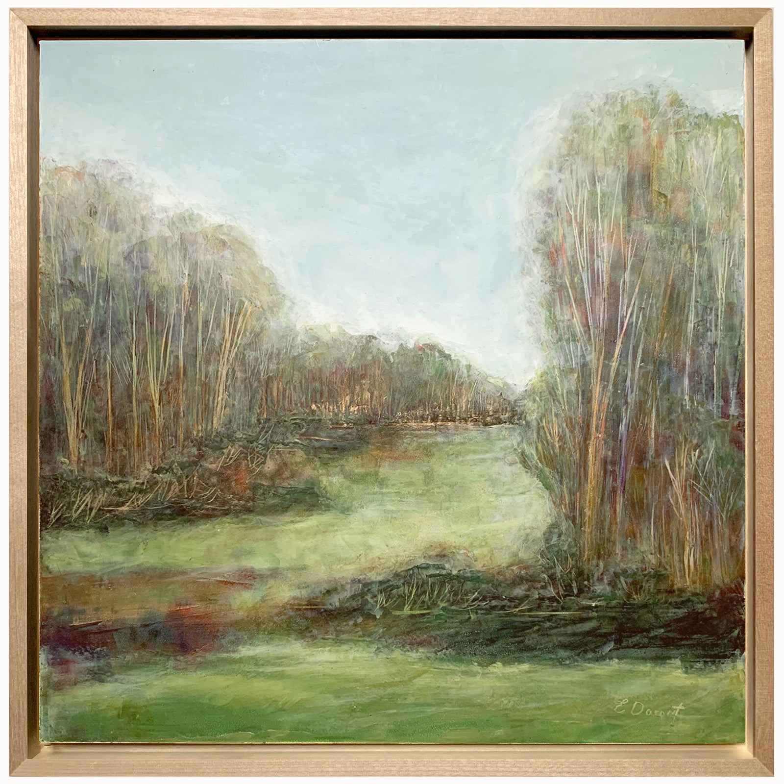 "Wish I Was Lost" oil and cold wax landscape painting by Elizabeth Davant.