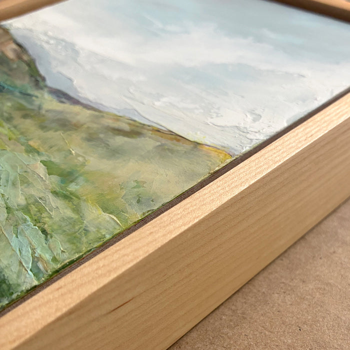 Memory of TN, small landscape, mountain view painting by Elizabeth Davant. Detail shown.
