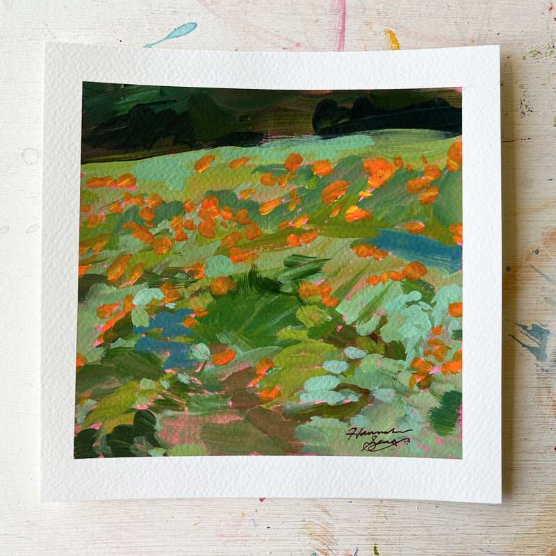"Saluda Lilies" colorful landscape painting by Hannah Seng, acrylic on paper.