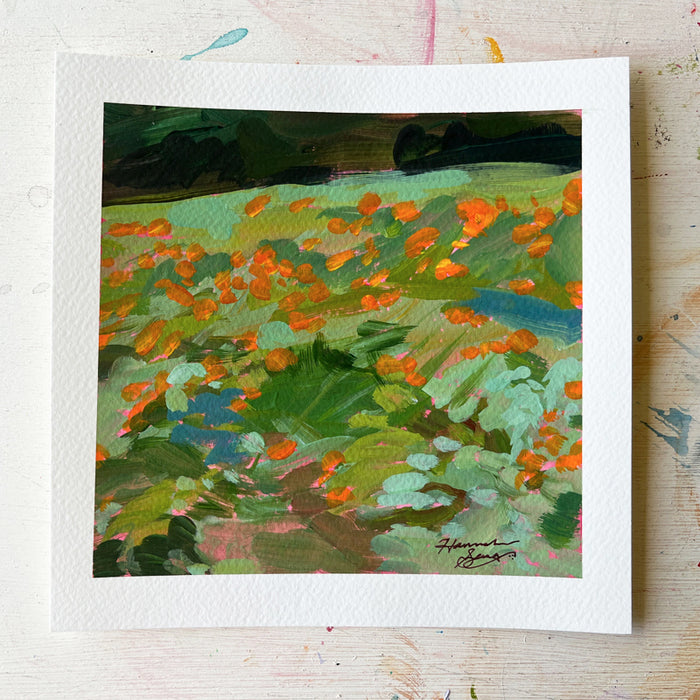 "Saluda Lilies" colorful landscape painting by Hannah Seng, acrylic on paper.
