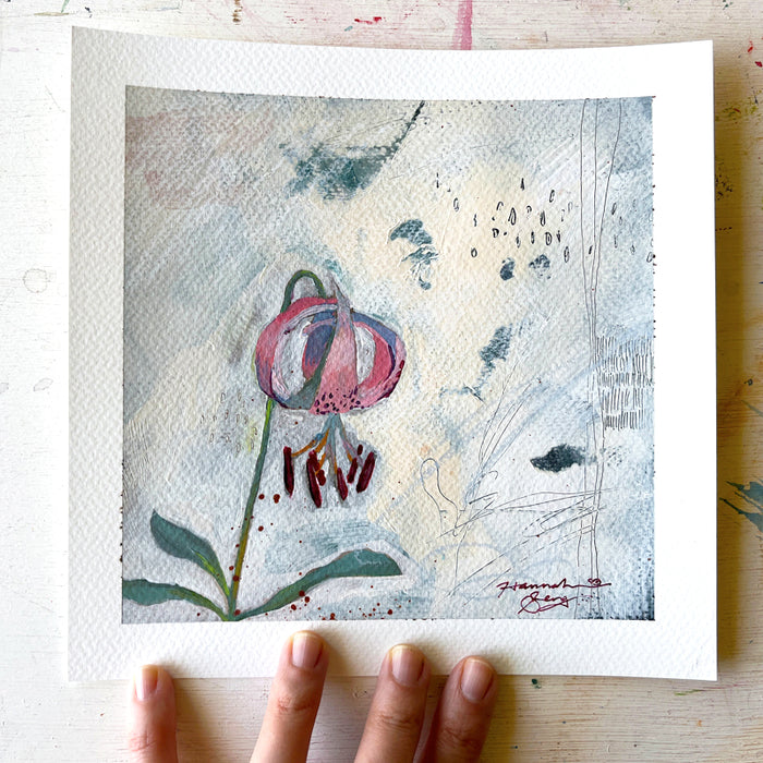 "Trout Lily" painting by Hannah Seng, acrylic on paper. 