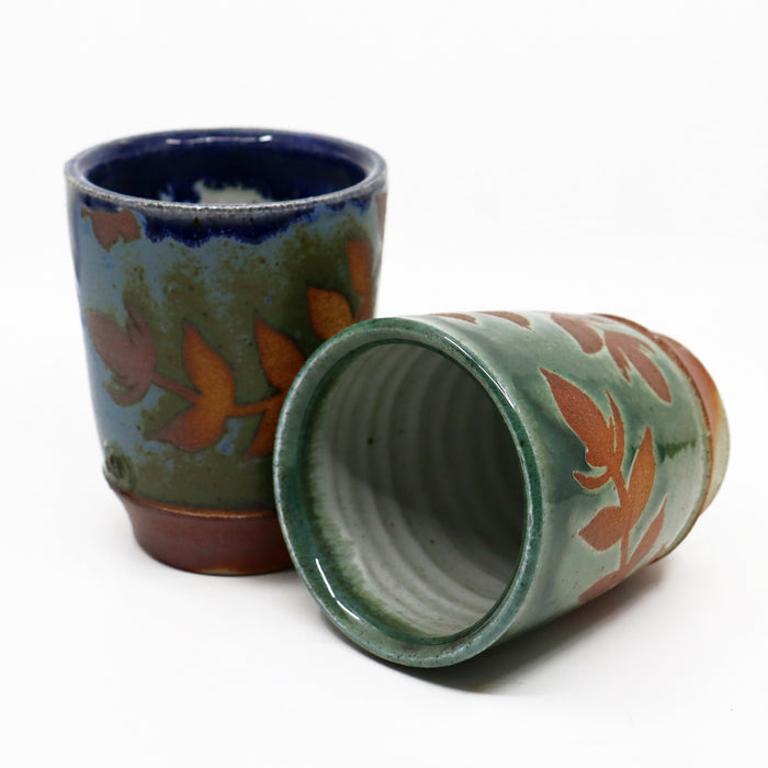 Yunomi grouping (teacup) with botanical pattern