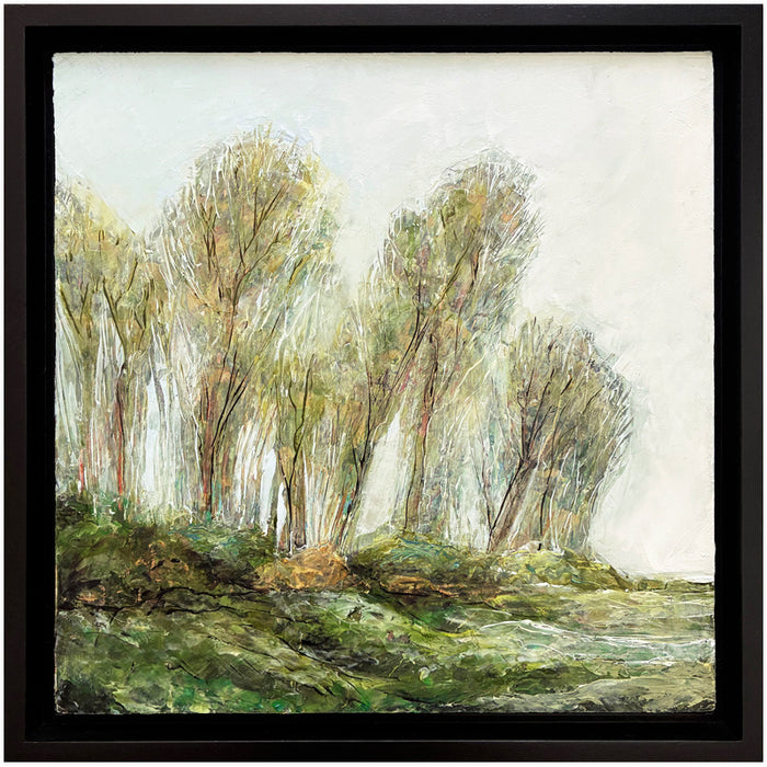 Landscape painting with trees covered in ice, by North Carolina artist Elizabeth Davant. 