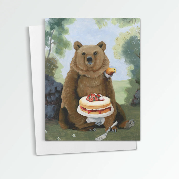 Bear with Victoria Sandwich Cake notecard from Kim Ferreira