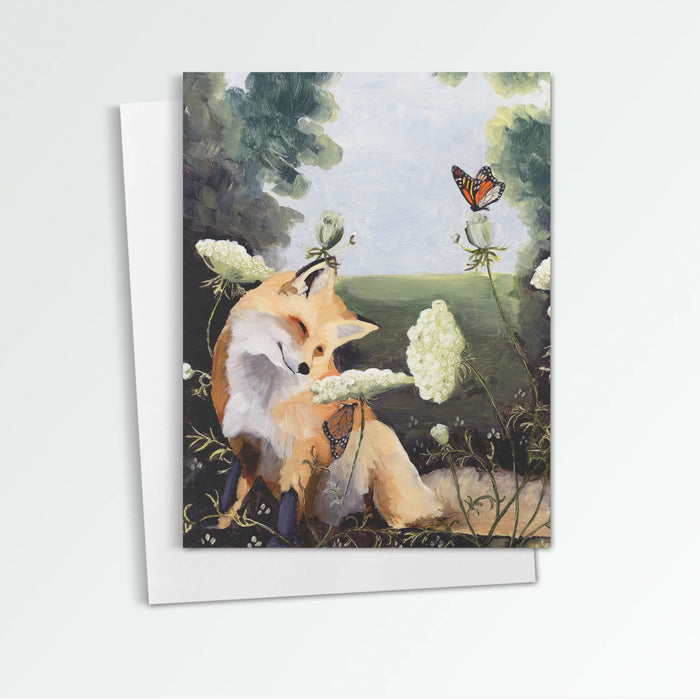 Fox with Queen Anne's Lace notecard from Kim Ferreira