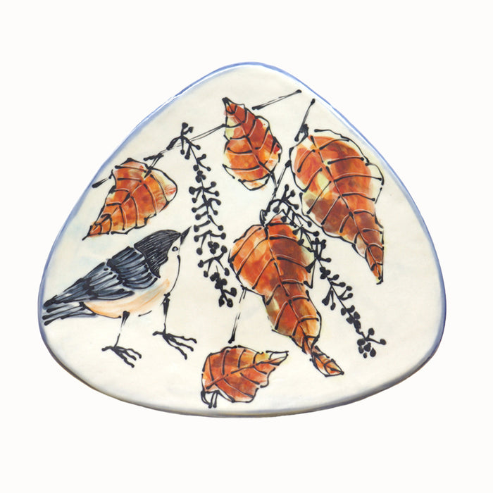 Nuthatch & Fall Pokeweed Dessert Plate
