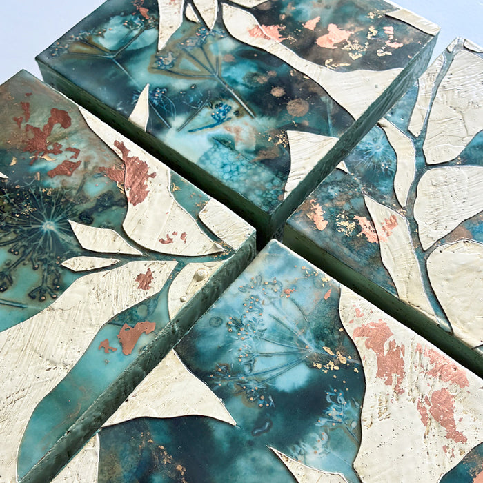 Midnight Embers mixed media and encaustic artwork series by Sarah Treanor.